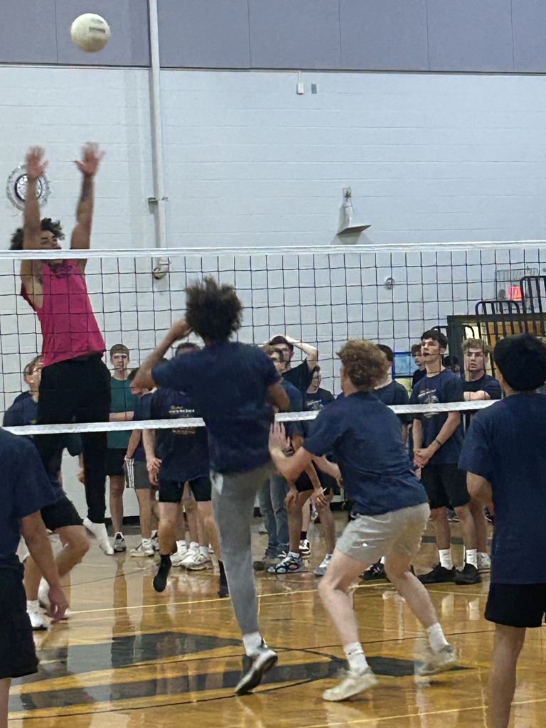 HS field day after the groundbreaking ceremony for the new preK-12 building.  Senior boys won the powderbuff volleyball game against the junior boys.