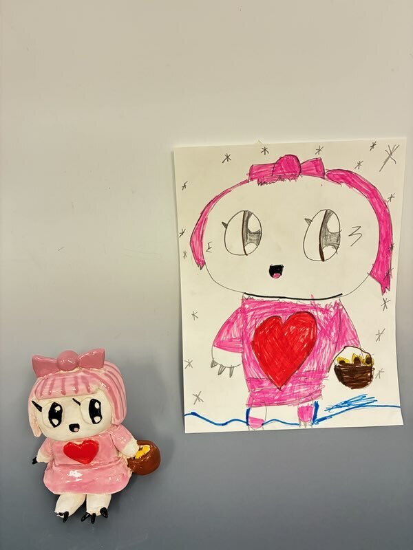 Maplehurst and NHS Art Classes Project Collaboration!  Maplehurst Art teacher Ms. Laser  read her 1st grade art class “The (not-so-scary)Book of Monsters” by Ian James Dye and then they drew their version of a (not-so-scary) monster.    Ms. Boyer’s high school sculpture class, received the drawings and then sculpted them into a 3D version based on the drawings. 