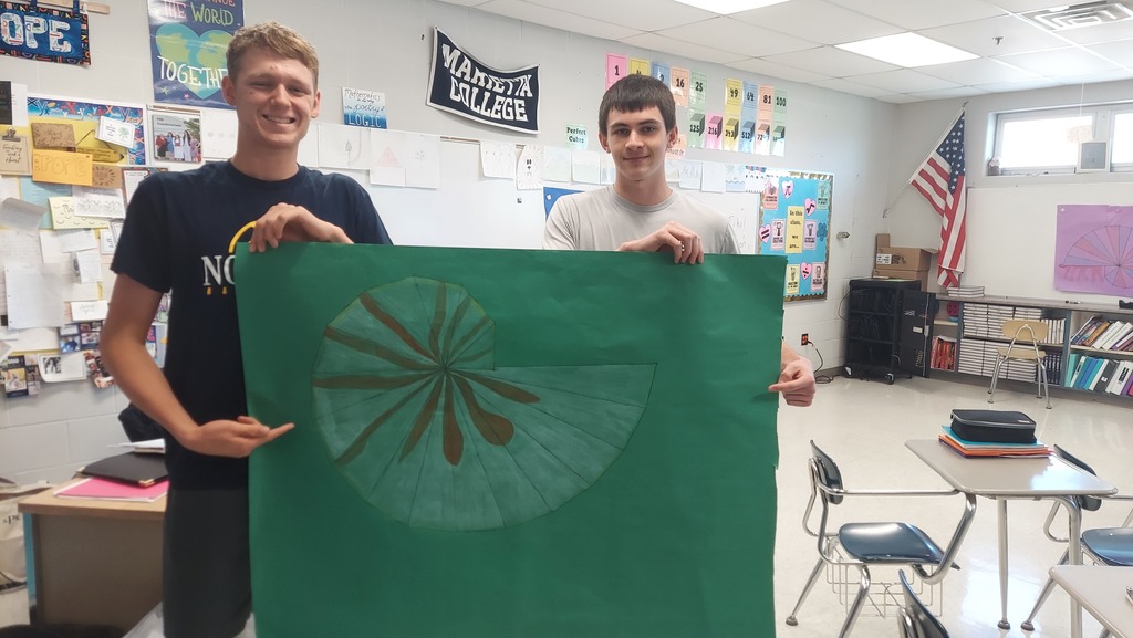 CCP Trig students completed a Pythagorean Spiral project. Students had to complete the spiral and use trig to calculate the lengths of the hypotenuse and the the measure of the interior angles. They then could decorate the spiral anyway they wanted. 