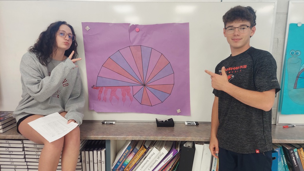 CCP Trig students completed a Pythagorean Spiral project. Students had to complete the spiral and use trig to calculate the lengths of the hypotenuse and the the measure of the interior angles. They then could decorate the spiral anyway they wanted. 