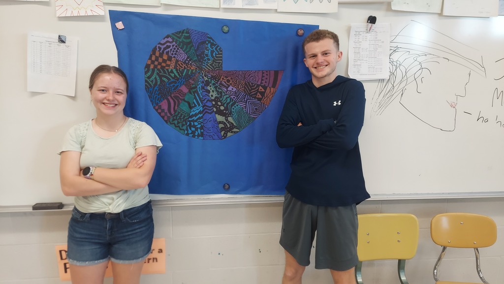 CCP Trig students completed a Pythagorean Spiral project. Students had to complete the spiral and use trig to calculate the lengths of the hypotenuse and the the measure of the interior angles. They then could decorate the spiral anyway they wanted. 