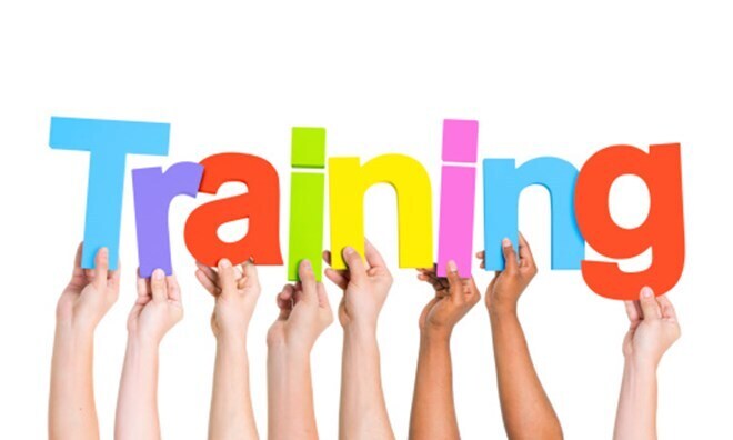 Hands holding the letters TRAINING