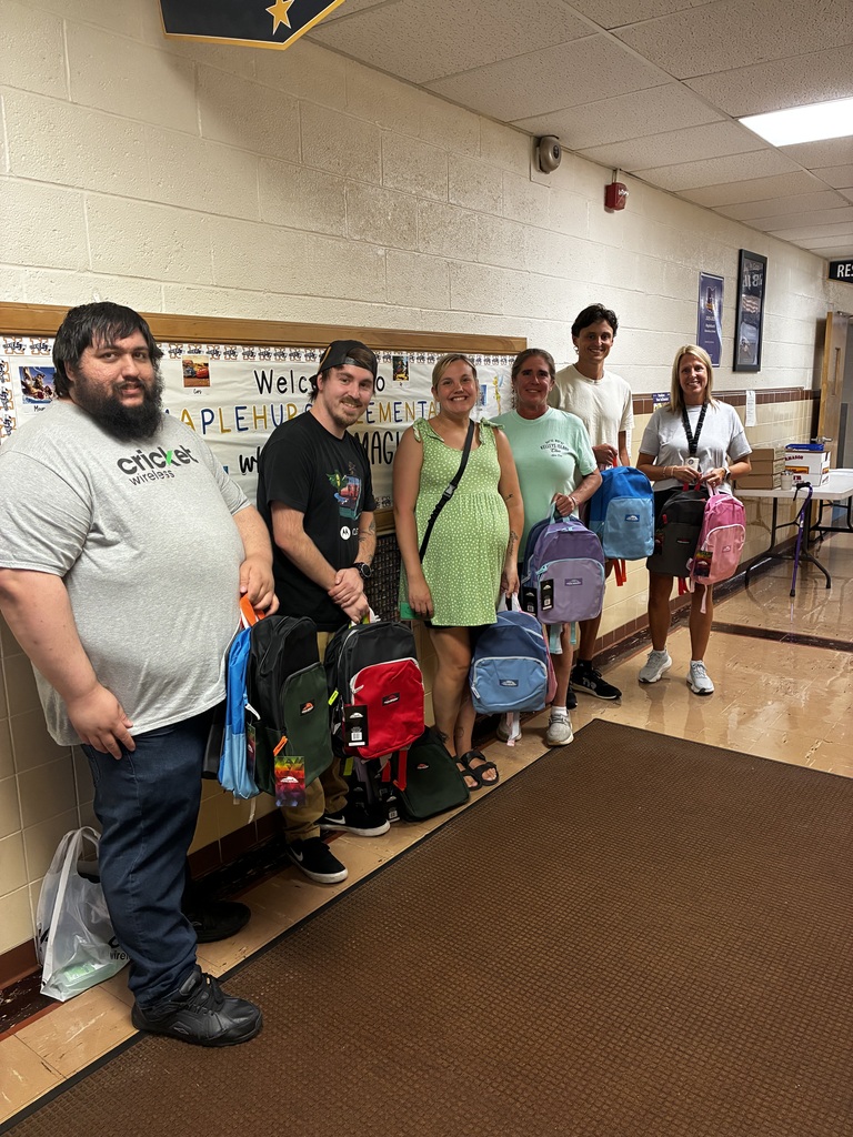 Dustin Cole and Gabe Harris from Cricket Wireless in Norwalk collected backpacks and school supplies for students in need at Maplehurst Elementary. This is the second year that Dustin has organized this drive for students at Maplehurst Elementary. We appreciate all of his support and the communities support in helping our students to have the supplies they need.