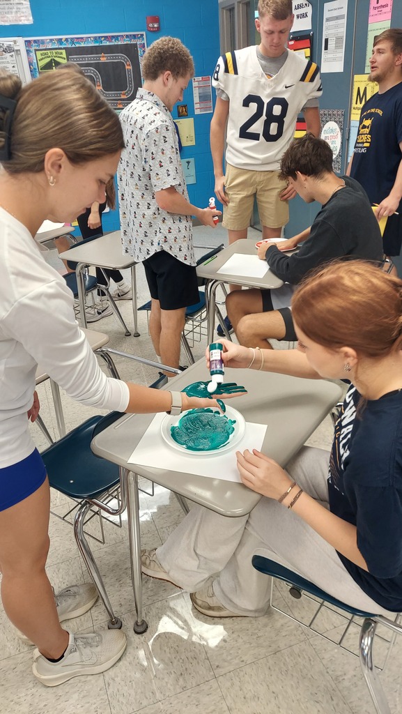 Calculus class is starting the year off by finding the area of their handprints