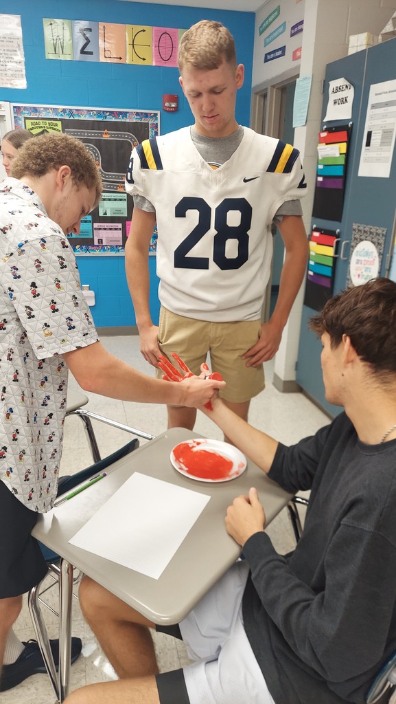 Calculus class is starting the year off by finding the area of their handprints