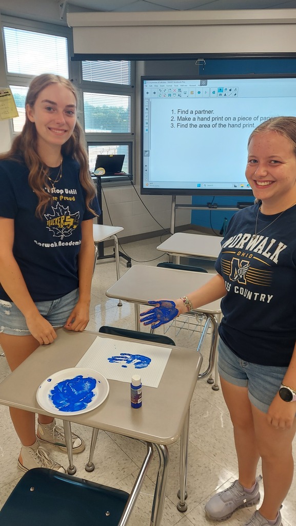 Calculus class is starting the year off by finding the area of their handprints