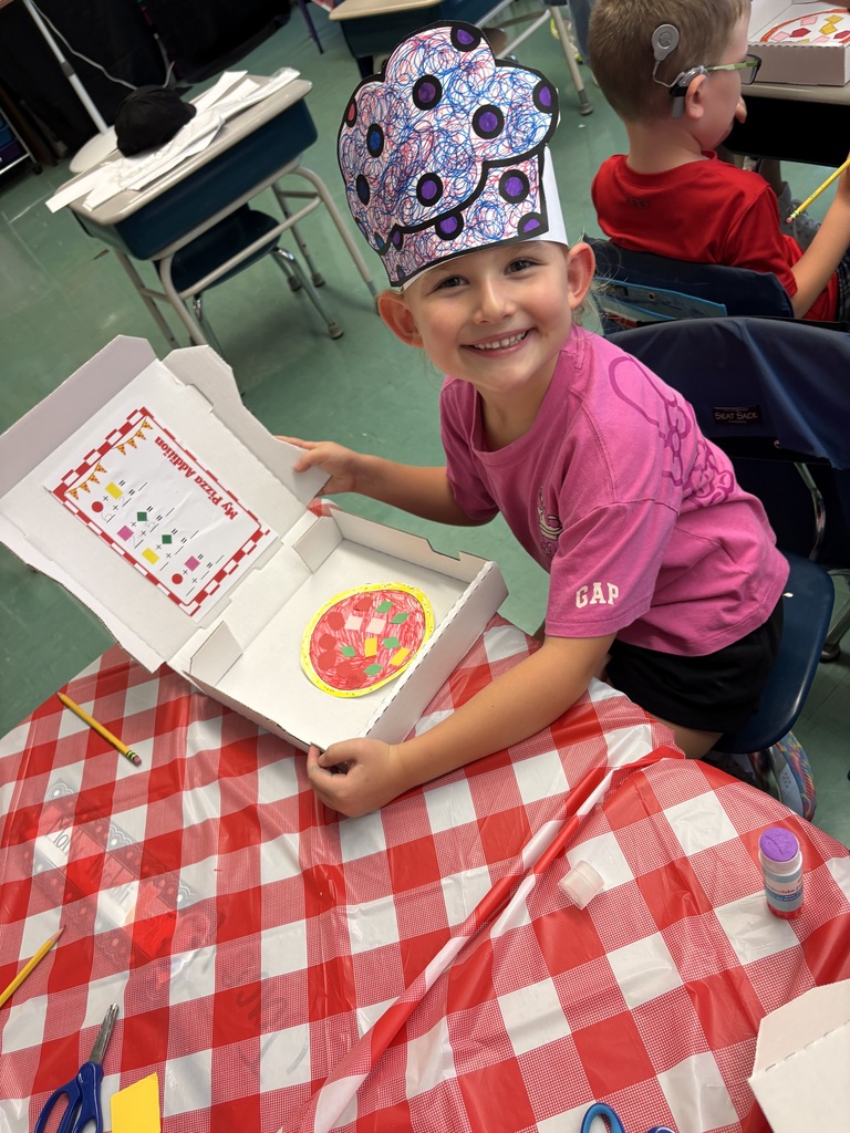 Mrs. Smarr, Mrs. Cannon, and Miss Kehr’s First Grade classes turned into a pizzeria Friday! They made a pizza craft, practiced addition, made a pizza cookie, and finished off the day with a slice of pizza!