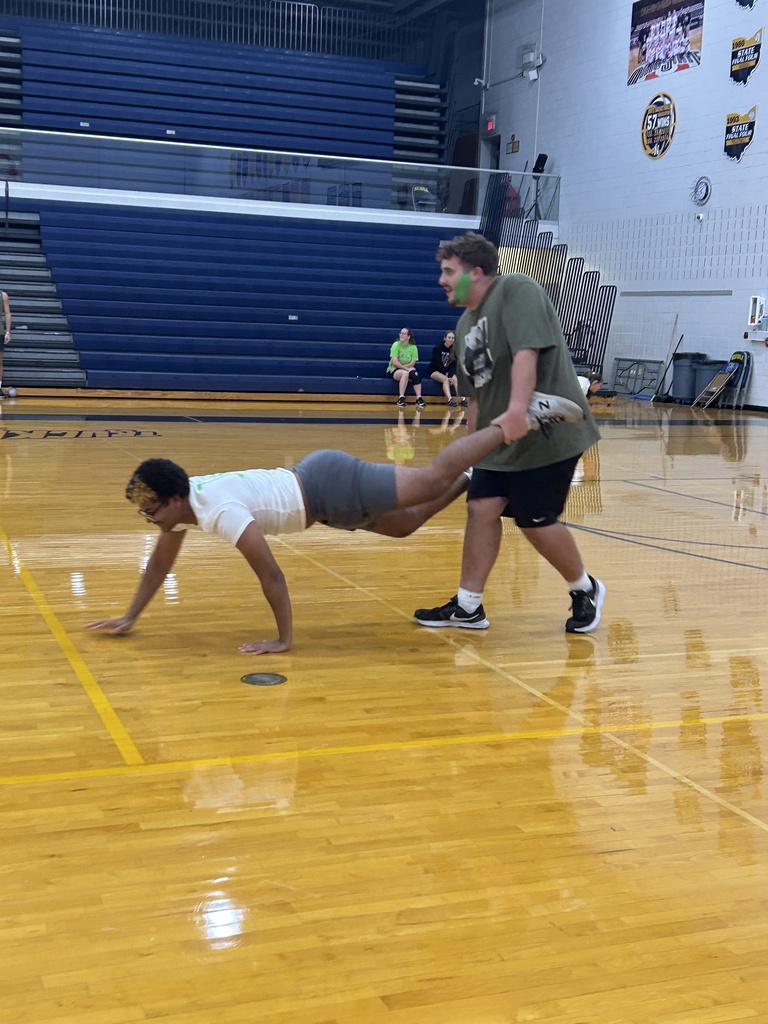HS Spirit relays were held Monday night.  Seniors took 1st place after 6 fun events!  Freshmen won the tug of war.