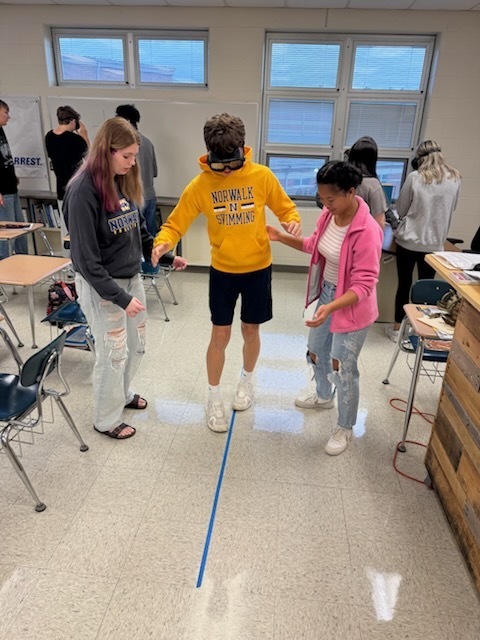 Today's Driver's Education classes attempted to complete tasks while wearing Fatal Vision Goggles to simulate being impaired.