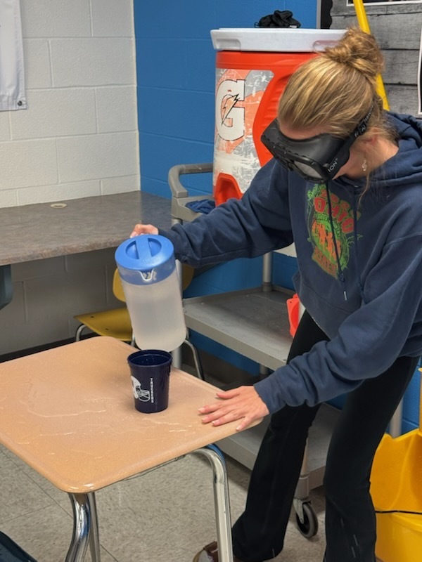 Today's Driver's Education classes attempted to complete tasks while wearing Fatal Vision Goggles to simulate being impaired.