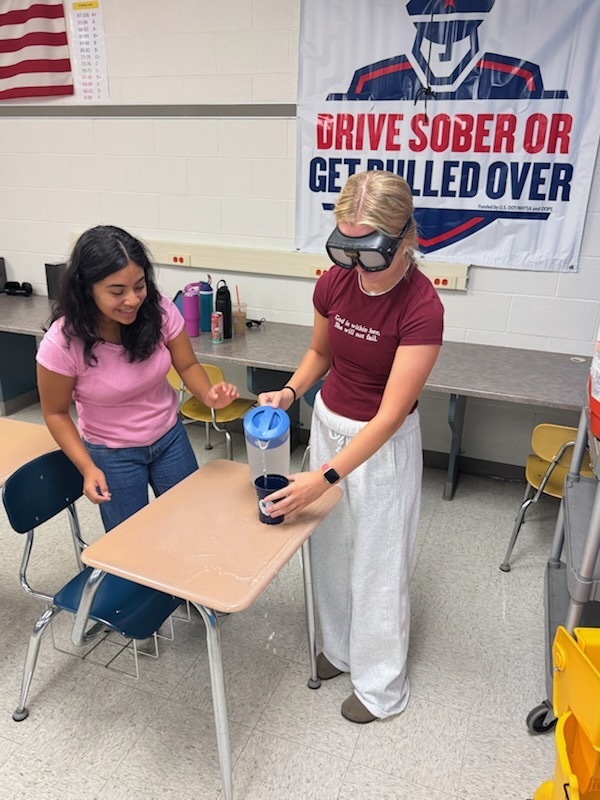 Today's Driver's Education classes attempted to complete tasks while wearing Fatal Vision Goggles to simulate being impaired.