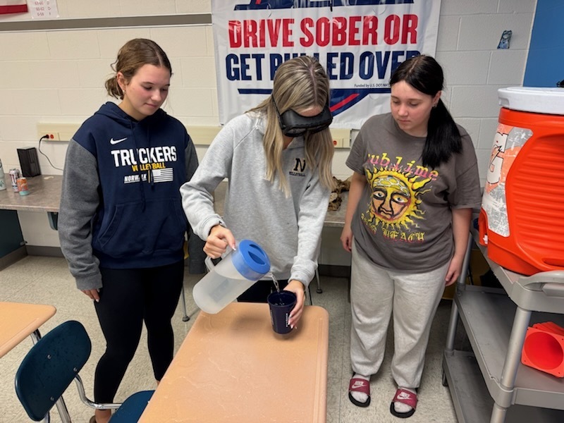 Today's Driver's Education classes attempted to complete tasks while wearing Fatal Vision Goggles to simulate being impaired.