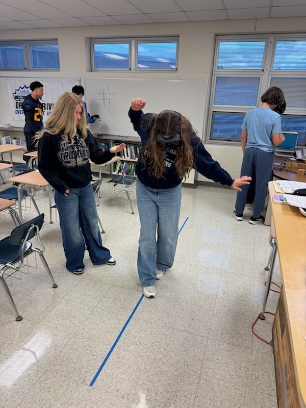 Today's Driver's Education classes attempted to complete tasks while wearing Fatal Vision Goggles to simulate being impaired.