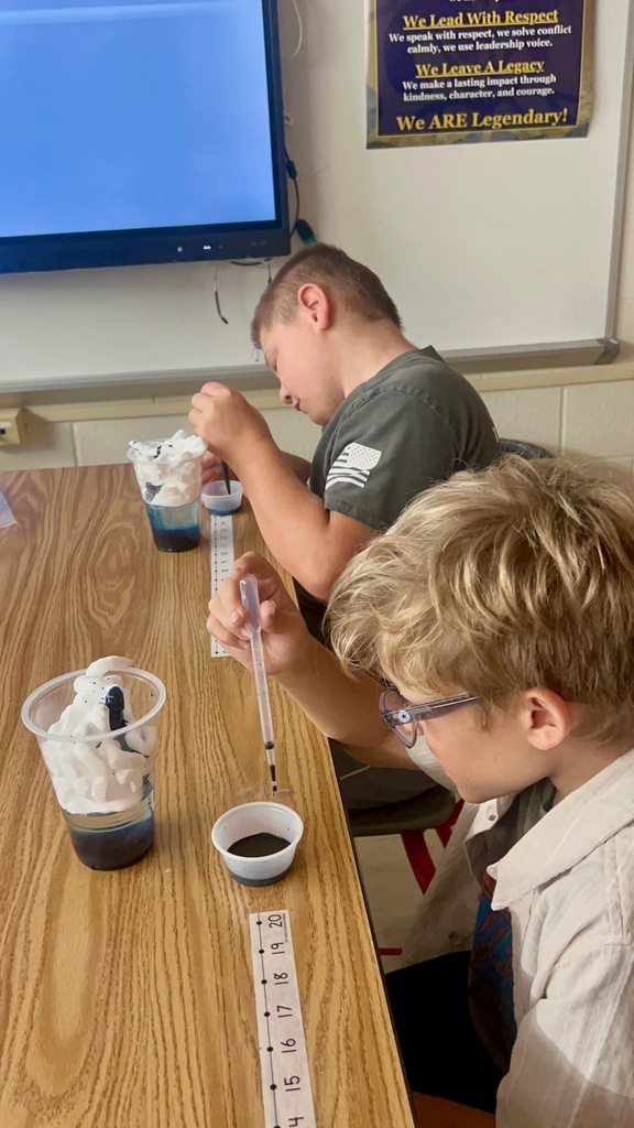"The students in Mrs. Lambert's class at League Street School are learning about the water cycle this week and they created their own rain clouds using water, food coloring, and shaving cream to demonstrate precipitation."