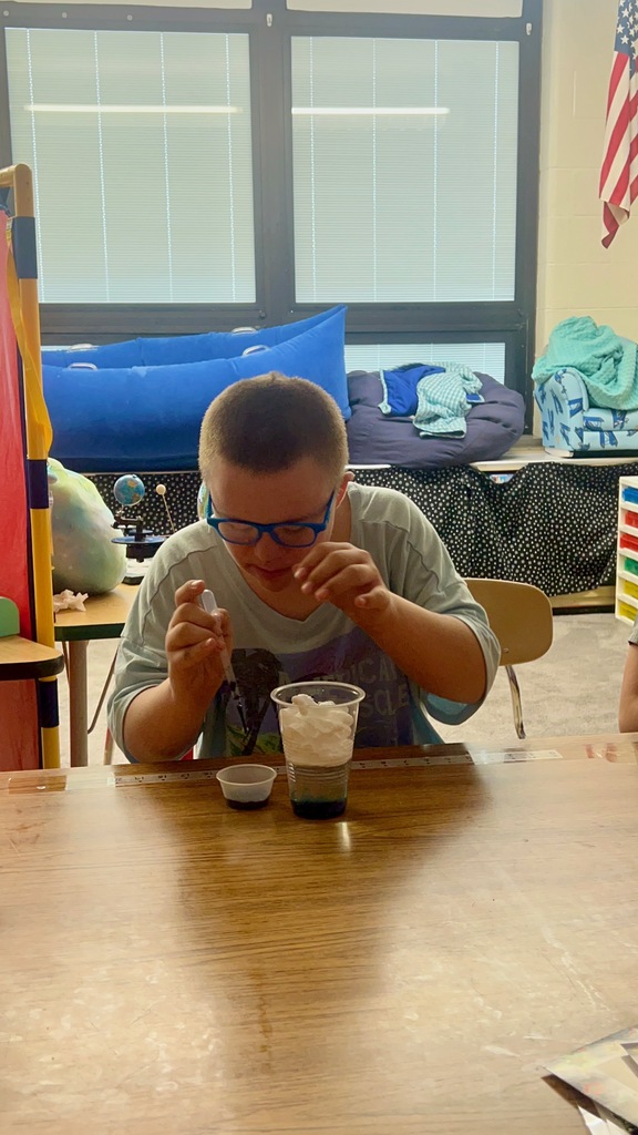 "The students in Mrs. Lambert's class at League Street School are learning about the water cycle this week and they created their own rain clouds using water, food coloring, and shaving cream to demonstrate precipitation."