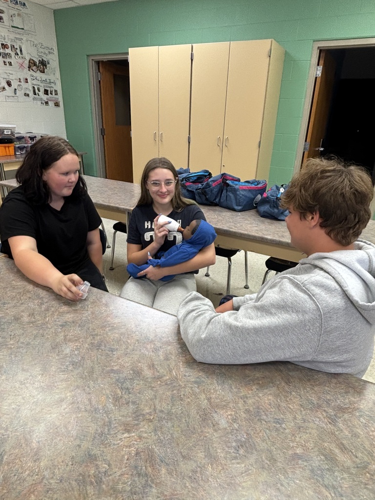 Students in Family Dynamics classes have been going through the "Real Care Baby" training. They are learning about the needs of an infant and childhood development. Soon they will be taking the babies home, where they will have to care for the infants for a weekend. The infants are programed to cry, need fed, changed, and soothed.