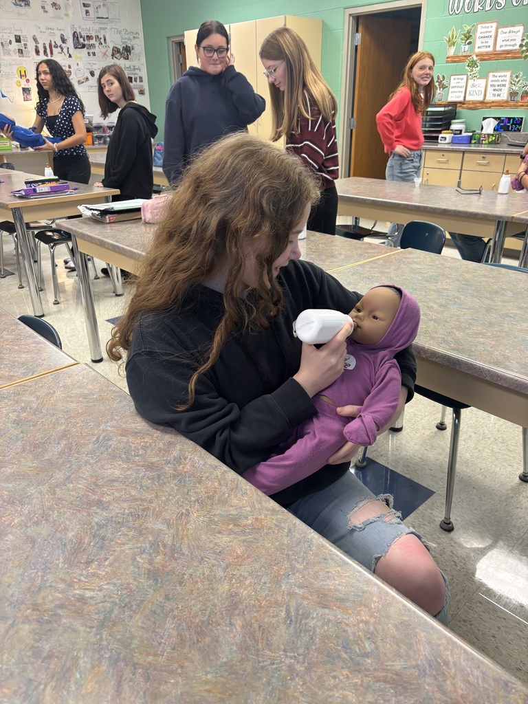 Students in Family Dynamics classes have been going through the "Real Care Baby" training. They are learning about the needs of an infant and childhood development. Soon they will be taking the babies Students in Family Dynamics classes have been going through the "Real Care Baby" training. They are learning about the needs of an infant and childhood development. Soon they will be taking the babies home, where they will have to care for the infants for a weekend. The infants are programed to cry, need fed, changed, and soothed. home, where they will have to care for the infants for a weekend. The infants are programed to cry, need fed, changed, and soothed.