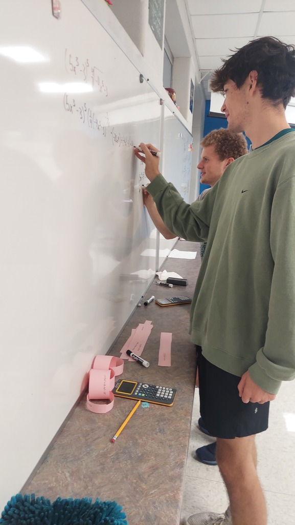 Calculus class practiced the chain rule by solving problems and turning them into chains.