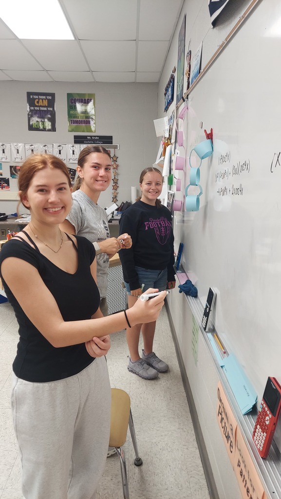 Calculus class practiced the chain rule by solving problems and turning them into chains.
