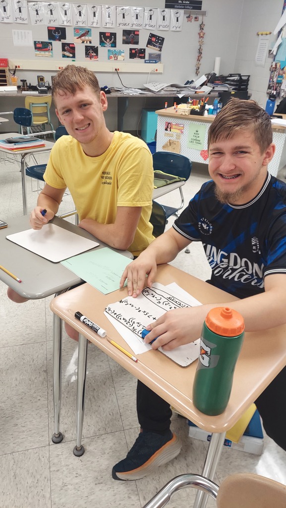 Calculus class practiced the chain rule by solving problems and turning them into chains.