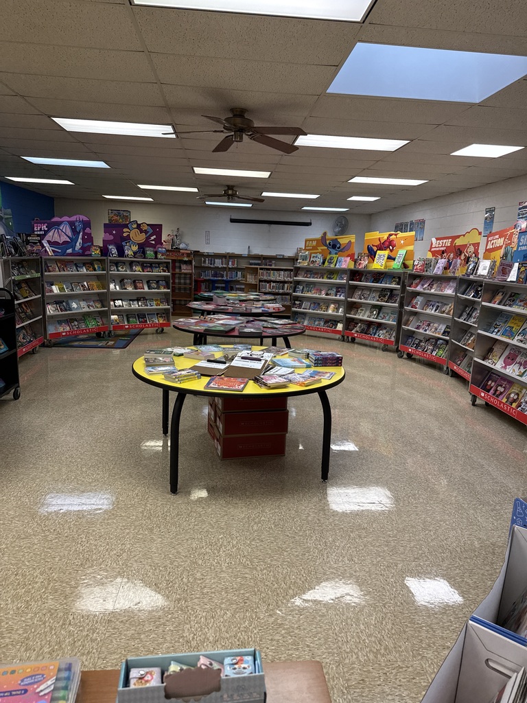 library set up with books to buy