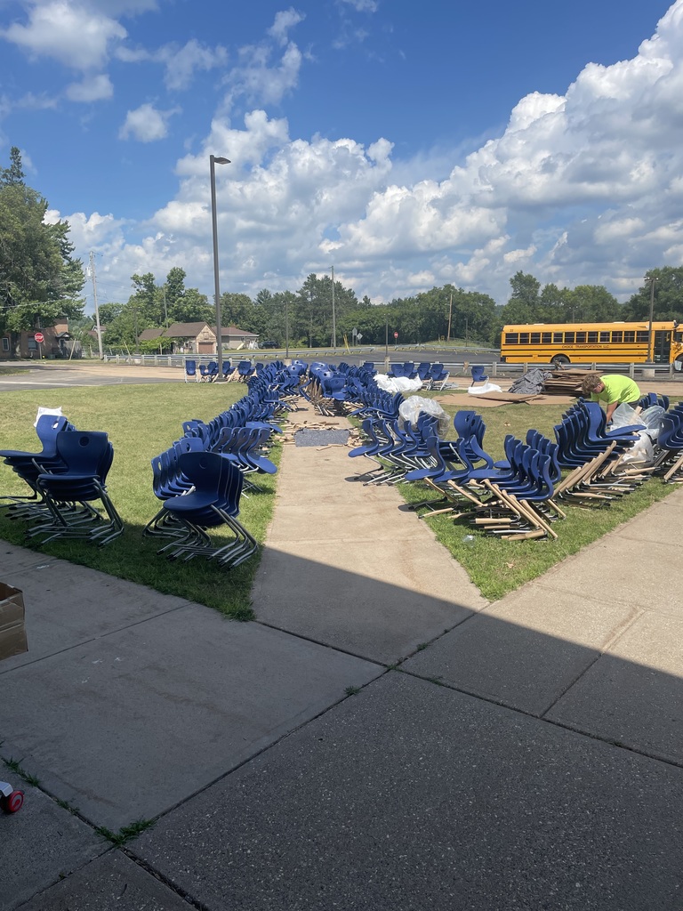 Tons of chairs ready to be hauled into the building!