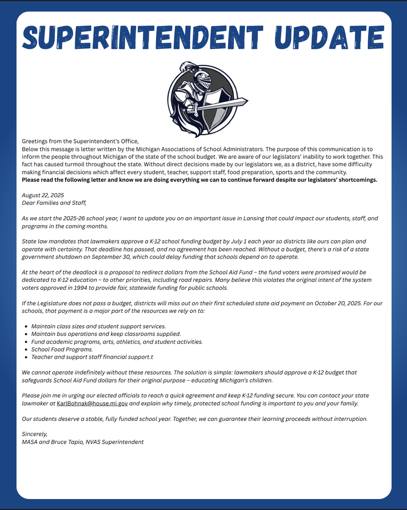Letter from Mr. Tapio regarding school funding