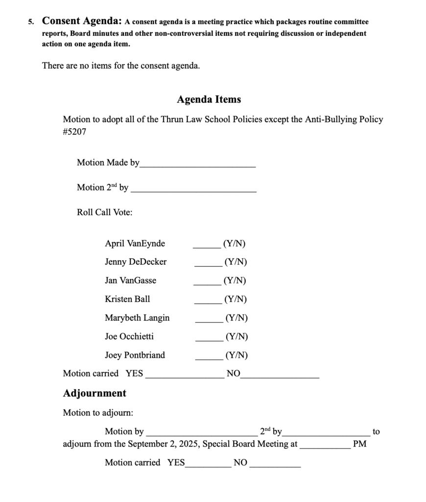 Special Board Meeting Agenda pg2