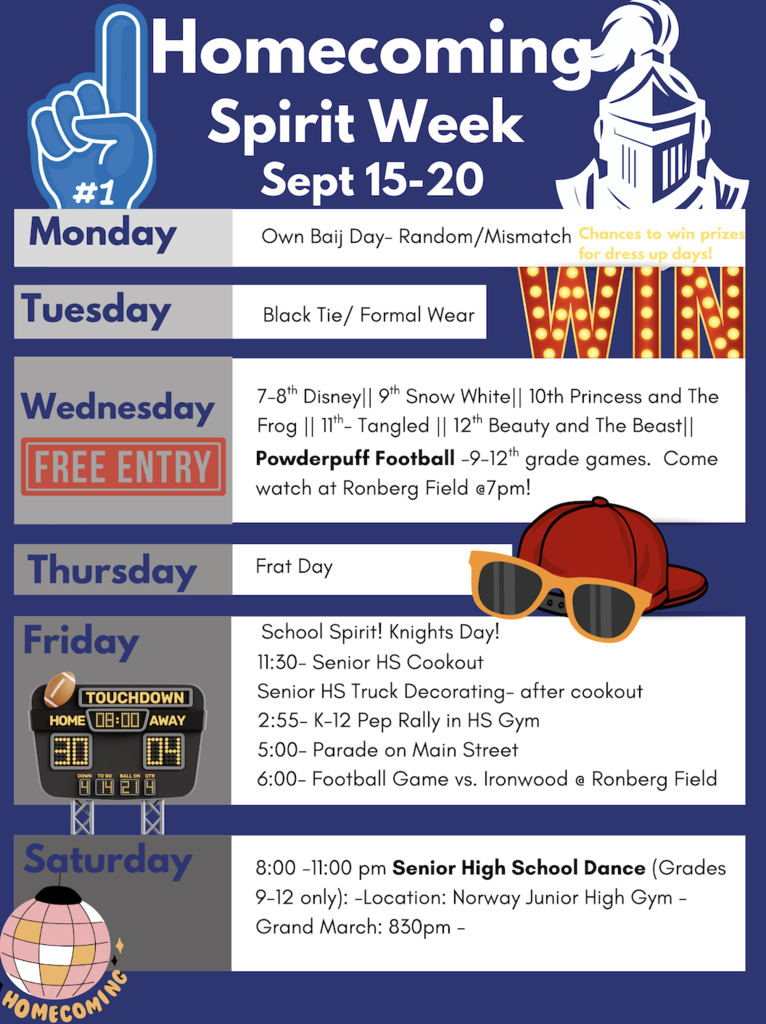 Jr. sr. high school spirit week schedule