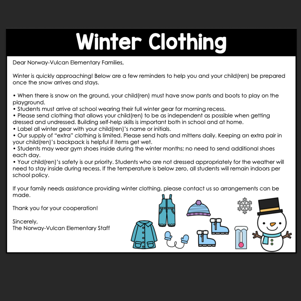 Winter gear reminder