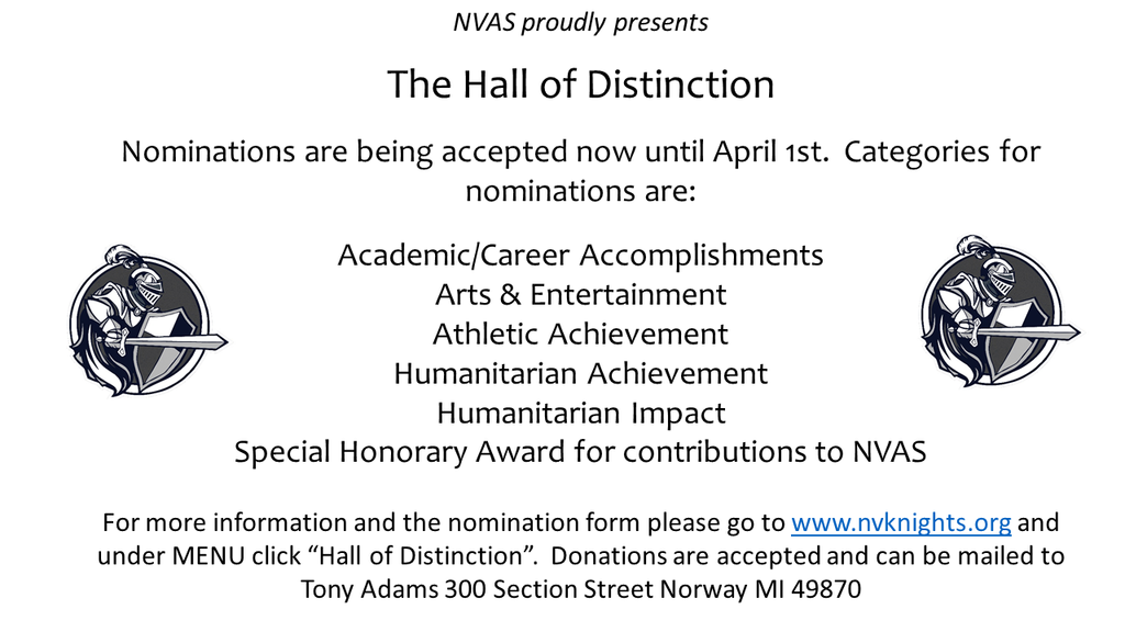 Hall of distinction information
