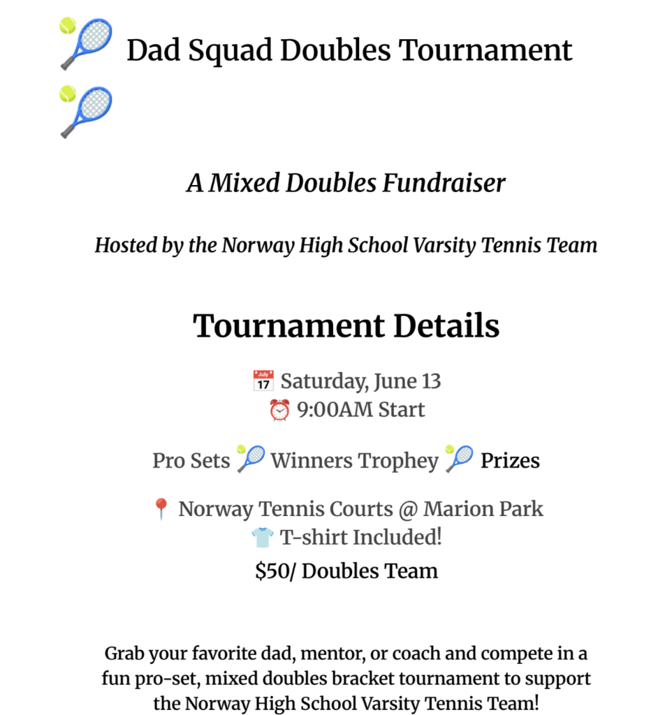 Tennis  Fundraiser Info 