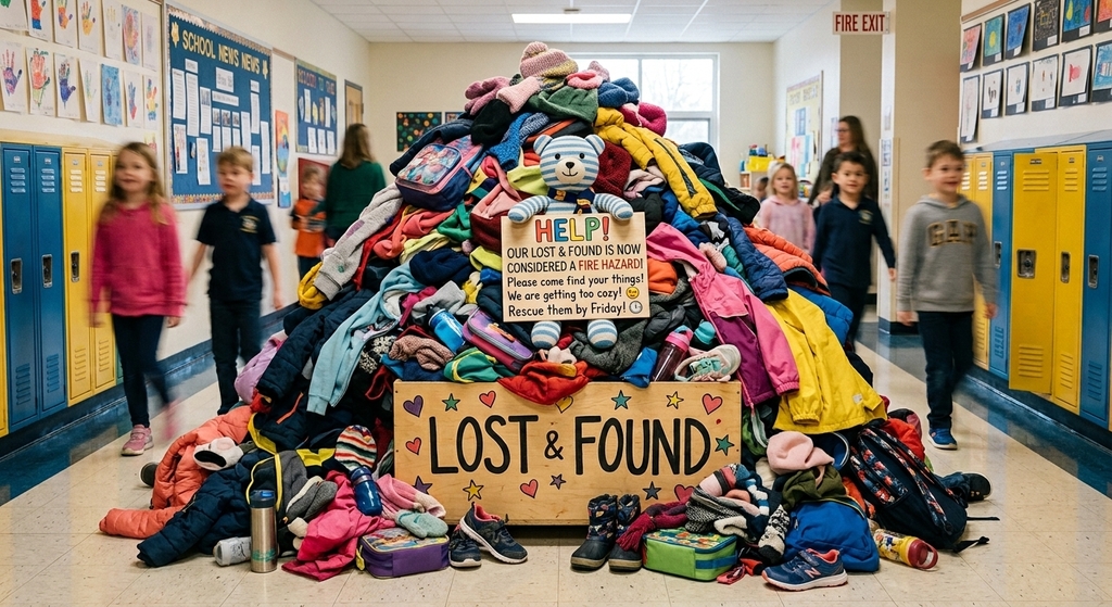 lost and found pile of clothes