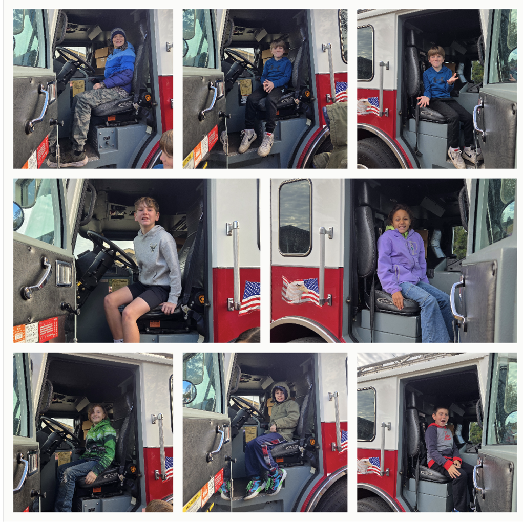 students in firetruck