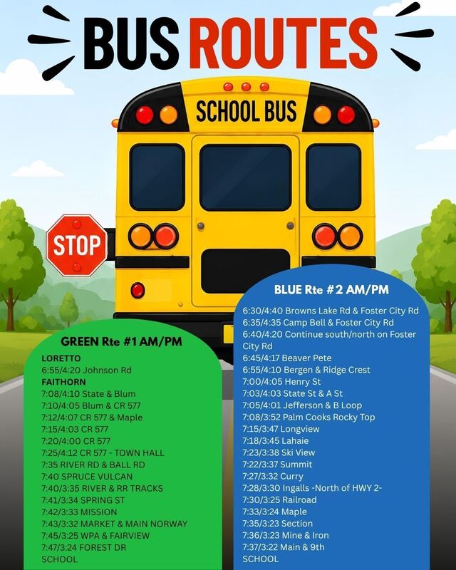 green and blue routes