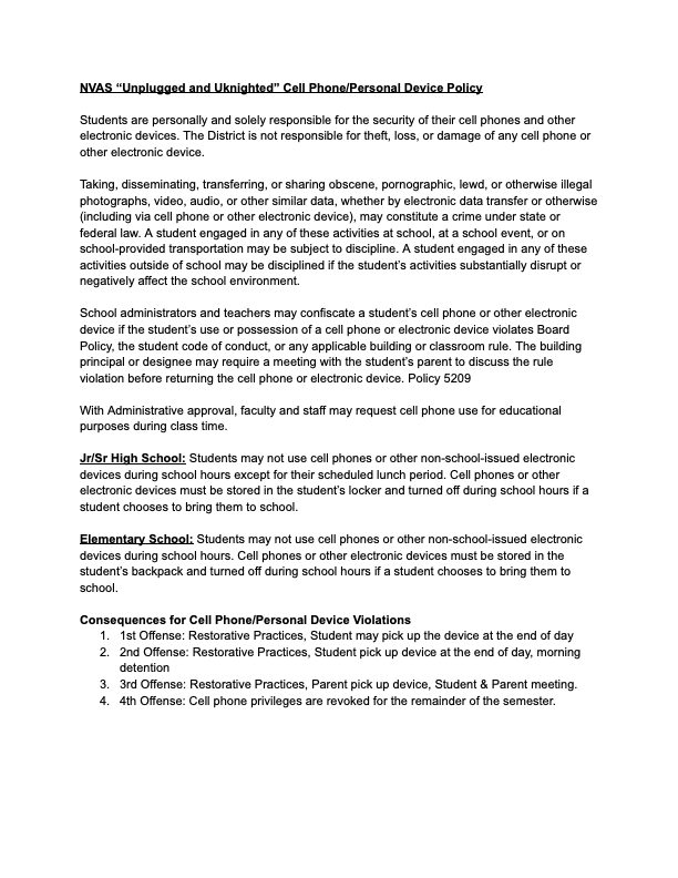Cell Phone and Electronics Policy