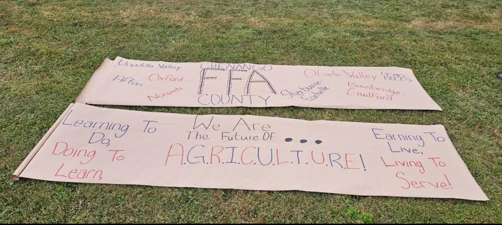 Norwich FFA joined other Chenango County FFA chapters in the Chenango County Fair Parade to celebrate agriculture, leadership, and 100 years of Agricultural Education & FFA in New York! 🌽🐄 Thank you to the Chenango County Fair and our amazing community for cheering us on! #NorwichFFA #FFA100 #ChenangoCountyFair #BlueAndGold #LivingToServe