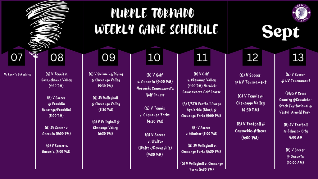 Weekly Game Schedule 