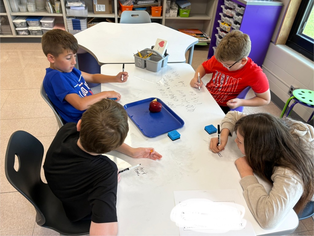 students writing and discussing ideas based on what they observe