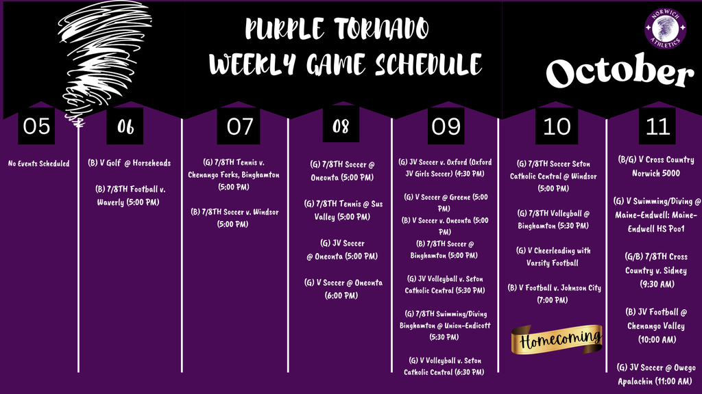 Weekly Game Schedule 