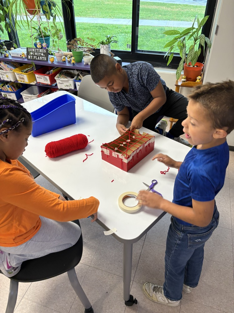 students planning their spider web