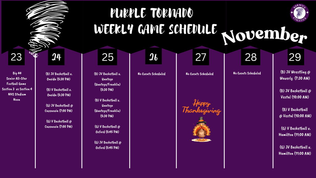 weekly Game Schedule