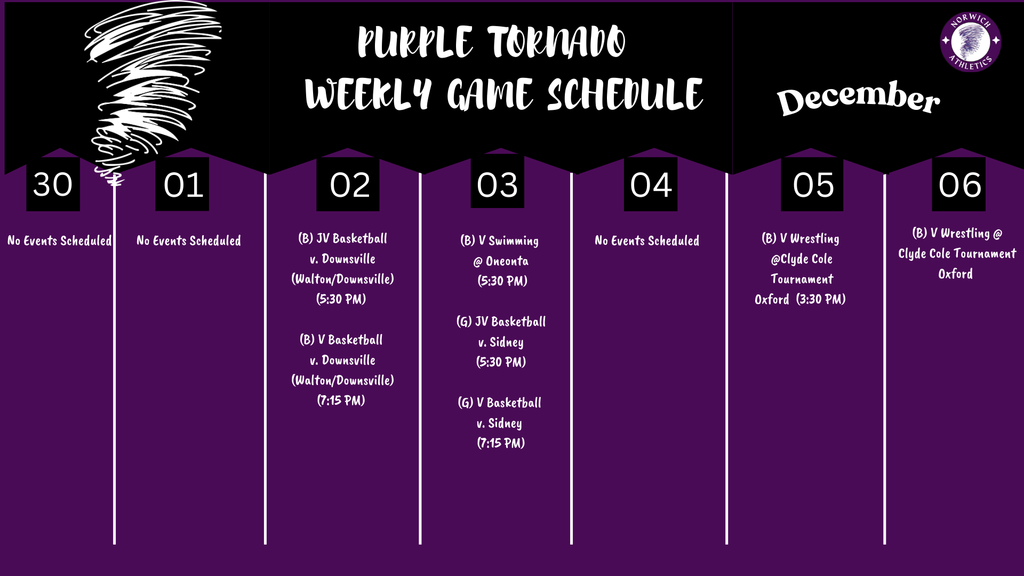 Weekly Game Schedule 