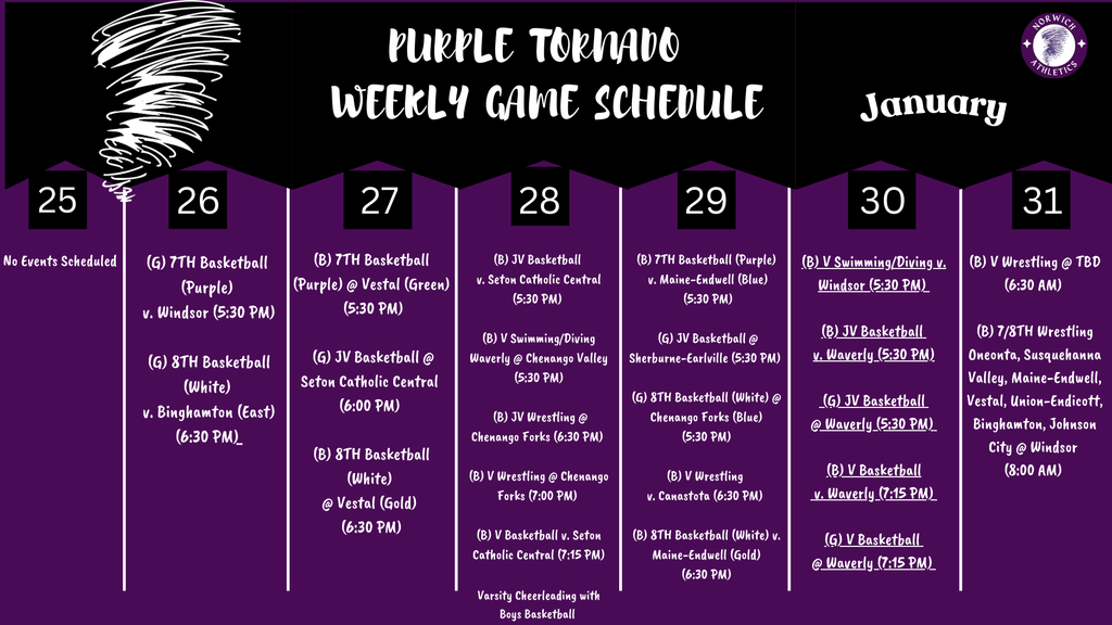 weekly game schedule