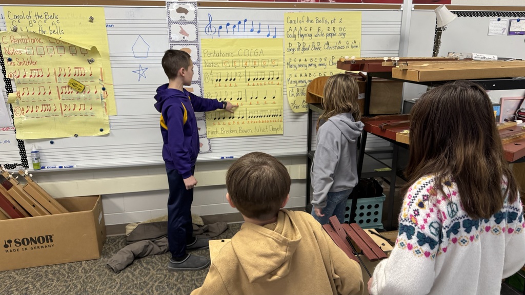 Fourth grade composers collaborating.