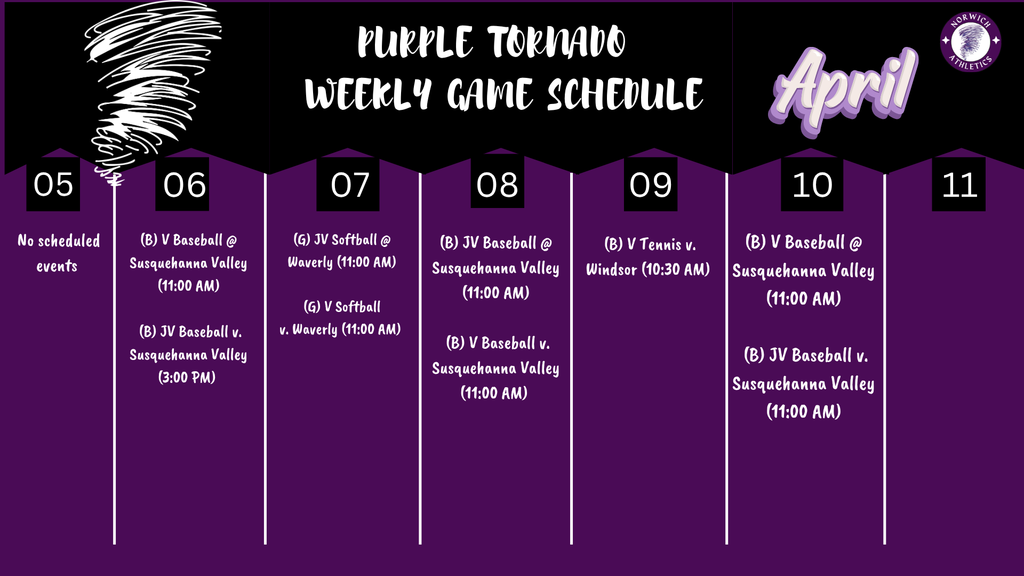 Weekly Game Schedule 