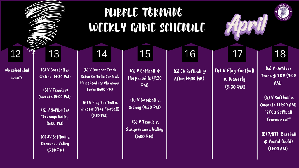 Weekly Game Schedule 