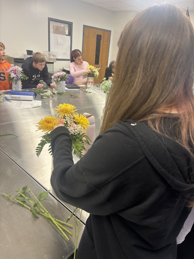 Last week, students in Mrs. Ryan’s Horticulture class created their very first floral arrangements! Each student was challenged to choose an adult in the building who has made a meaningful impact on their life, decorate a recycled tin can, and create a special floral arrangement just for them.  This project was about more than learning floral design. It was an opportunity for students to get creative, show appreciation, and give back to someone who has made a difference in their lives.  We are so proud of our students for putting their creativity and gratitude into these beautiful arrangements!