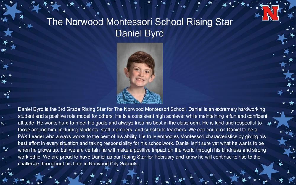 Norwood Montessori February Rising Star