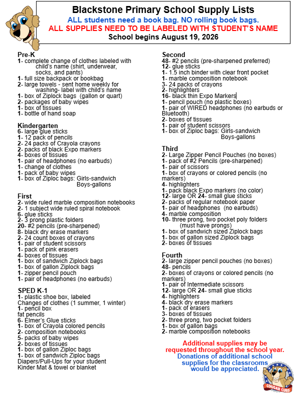 BPS Supply List